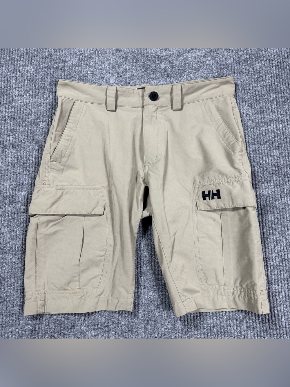 Helly Hansen Mens Size 30 QD Cargo Shorts Tan Beige Ripstop Stretch Outdoors
